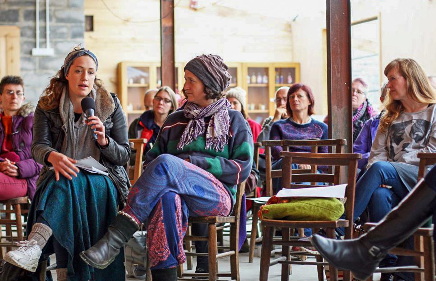 People talking at a mental health event
